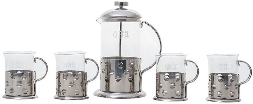 Набір GIPFEL GALAXY 7078 (чайник заварювальний - 600 мл, 4 склянки 200 мл) - 5 предметів