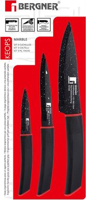 Набір ножів з нержавіючої сталі з мармуровим покриттям Bergner Keops marble (BG-1151-BK) - 3 предмети