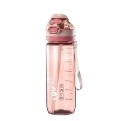 Пляшка для води з трубочкою 720 мл спортивна фляга прозора для напоїв з дозатором Рожевий