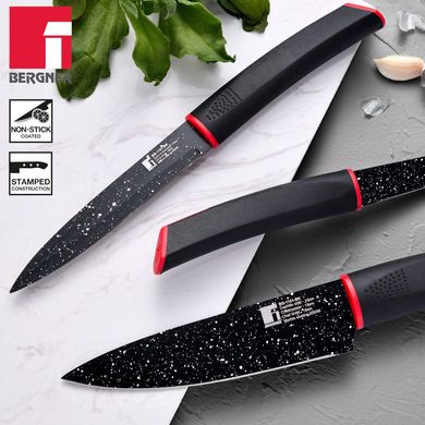 Набір ножів з нержавіючої сталі з мармуровим покриттям Bergner Keops marble (BG-1151-BK) - 3 предмети