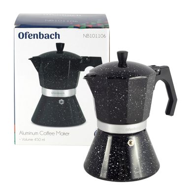 Кофеварка гейзерная Ofenbach KM-101106 - 450мл из алюминия/черная