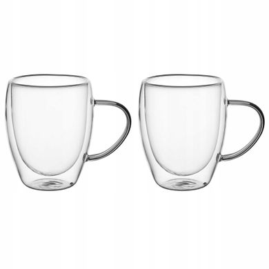 Набор стеклянных чашек с двойными стенками Kamille KM-9009 - 2 шт, 350 мл