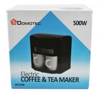 Кофеварка с двумя чашами Domotec MS-0708, черная