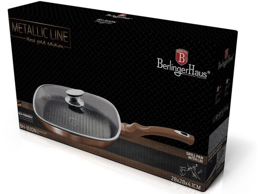 Сковорода-гриль Berlinger Haus Rosegold Metallic Line BH-1610 - 28 см, Коричневый