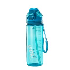 Пляшка для води з трубочкою 720 мл спортивна фляга прозора для напоїв з дозатором Синій
