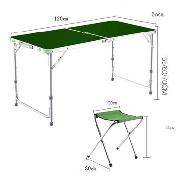 Розкладний туристичний стіл +4 стільці для пікніка, зелений