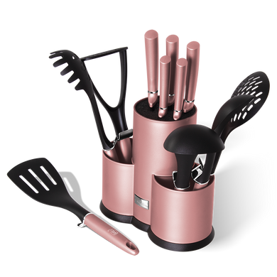Набор кухонных принадлежностей и ножей с подставкой Berlinger Haus I-Rose Edition BH 6252 — 13 предметов