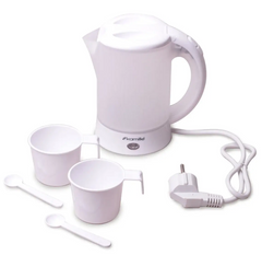 Дорожный электрический чайник c чашками и ложками Kamille KM-1718A - 0.6 л, Белый
