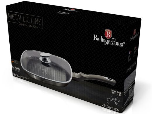 Сковорода-гриль Berlinger Haus Carbon Metallic Line BH-1614 - 28 см, Чорний