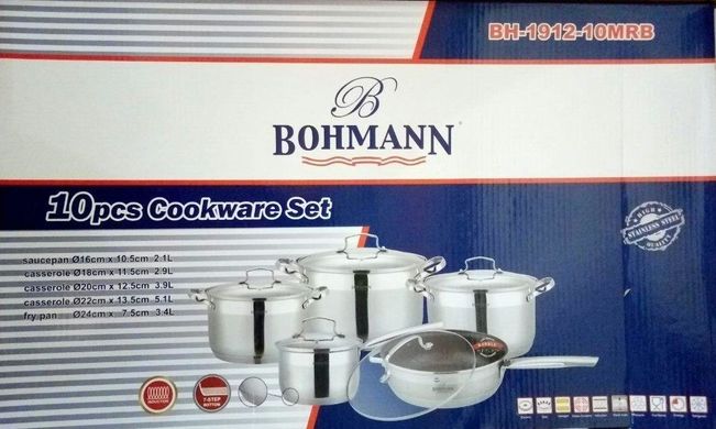 Набір посуду Bohmann BH 1912-10 MRB - 10 предметів