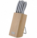 Набір кухонних ножів з дерев'яною підставкою 6 предметів Kamille КМ-5133