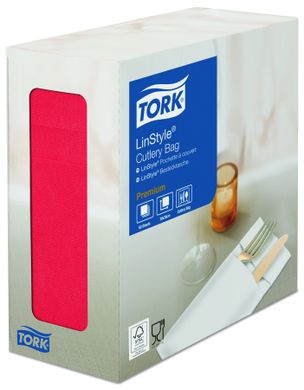 Конверт для столових приладів із серветкою Tork LinStyle® 477232 - червоний, 60шт
