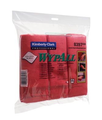 Протирочні серветки з мікрофібри WYPALL Kimberly Clark 8397 - червоні, Червоний