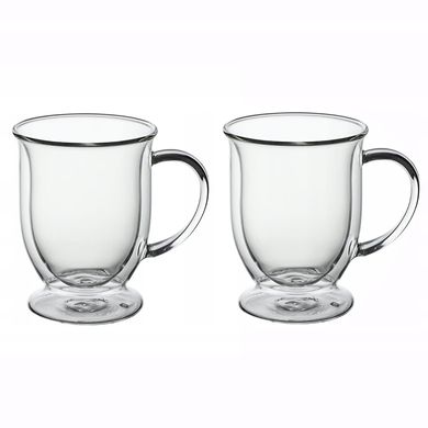 Набор стеклянных чашек с двойными стенками Kamille KM-9014 - 2 шт, 370 мл