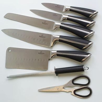 Набір ножів на прозорій підставці Bohmann BH 5274 з топоріком, ножицями і точилом