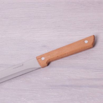 Ніж кухонний для м'яса із нержавіючої сталі з дерев'яною ручкою Kamille KM5316 - 20 см
