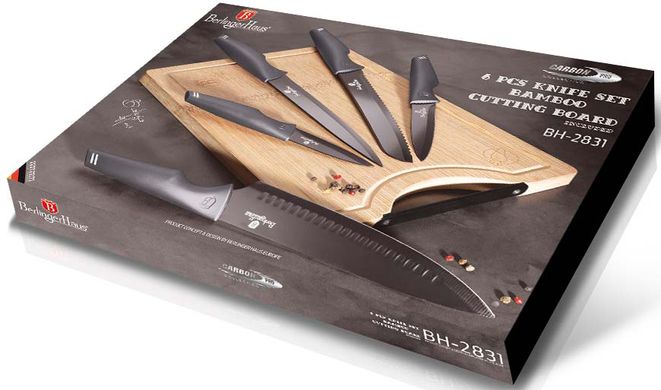 Набор ножей с доской Berlinger Haus Metallic Line Carbon Pro Edition BH-2831 - 6 предметов