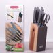 Набір кухонних ножів Kamille KM5044 - на дерев'яній підставці, Чорний