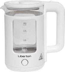 Чайник електричний двошаровий з LED-підсвічуванням LIBERTON LEK-6830 — білий, 1.7 л, 1500 Вт