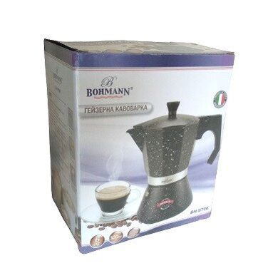 Кофеварка гейзерная черная Bohmann BH 9706 - 300мл/6 чашек