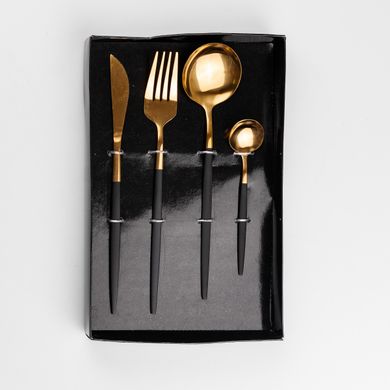 Набор столовых приборов Cutlery set из нержавеющей стали на 1 персону 4 штуки Черный