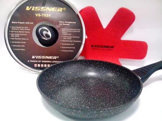 Сковорода мраморная с крышкой VISSNER VS 7530-24 см