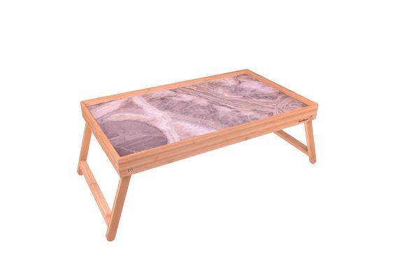 Поднос-столик с мраморным узором на ножках OMS 9136 Shine Brown - 33х56х4.8 см, коричневый