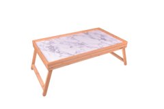 Поднос-столик с мраморным узором на ножках OMS 9136 Shine White - 33х56х4.8 см, белый
