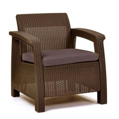 Кресло садовое пластиковое Keter Corfu, коричневое, Коричневый