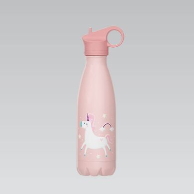 Термобутылка для девочки розовая из нержавеющей стали Maestro "Unicorn" MR1645-C - 400 мл