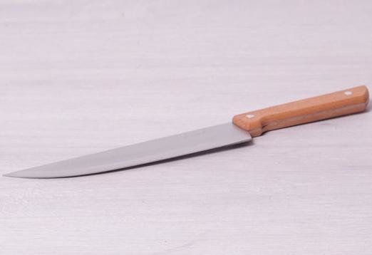 Нож разделочный из нержавеющей стали с деревянными ручками Kamille KM5307 - 19 см