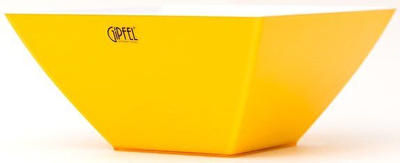 Салатник квадратный с двойными стенками GIPFEL DIVINITY 3752 - 22.6x22.6x10.6см (желтый)