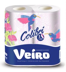 Полотенца бумажные в рулонах Veiro "Colibri", 3-х слойн.,13,5м, тиснение, белые, 2шт