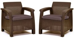 Комплект крісел пластикових Keter Corfu Duo, коричневий, Коричневий