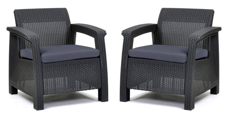 Комплект крісел пластикових Keter Corfu Duo, сірий, Сірий