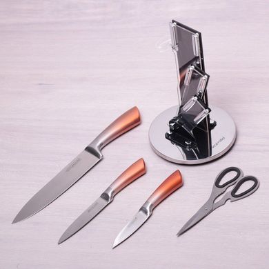 Набір кухонних ножів та ножиці Kamille KM5135, Помаранчевий