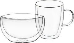Набор для завтрака чашка + пиала с двойными стенками Ardesto (AR2650BG) - 2 предмета