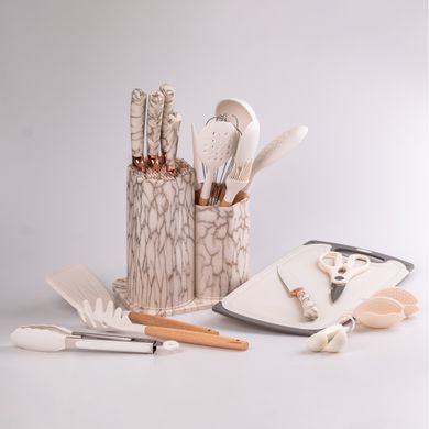 Набор кухонных принадлежностей и ножей на подставке 25 предметов