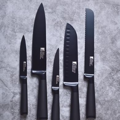 Нож для чистки овощей с антипригарным покрытием Bergner Blackblade (BG-8771) - 8,75 см