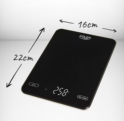 Весы кухонные с зарядкой от USB Adler 3177 black USB - до 10 кг, черные