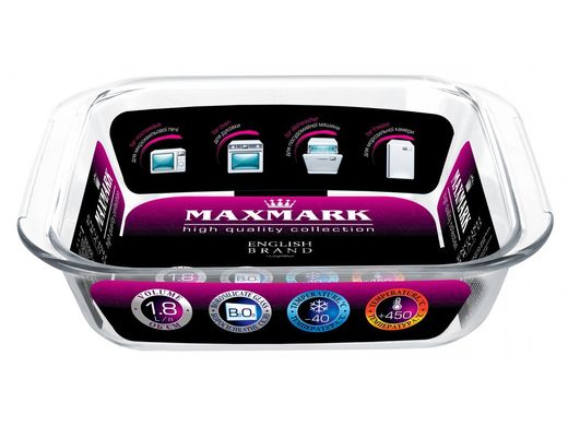 Квадратна форма для запікання Maxmark MK-GL118 – 1.8 л, скло