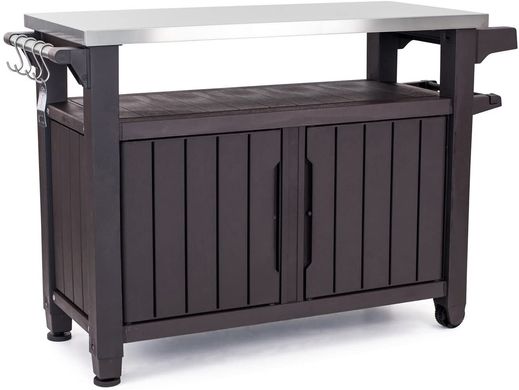 Столик для гриля Keter Unity XL 17202662 - 134 x 52 x 90 см, темно-коричневий