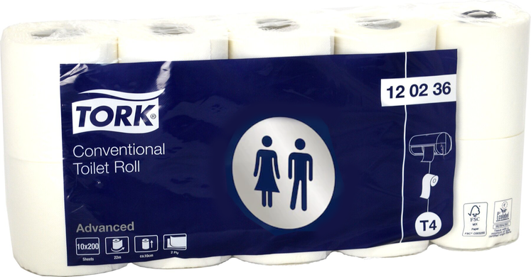 Туалетная бумага мягкая в стандартных рулонах Tork 120236 - 10шт/2 слоя