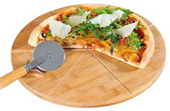Набор доска кухонная и нож для пиццы KESPER 58462 - Ø32х1,5 см, бамбук
