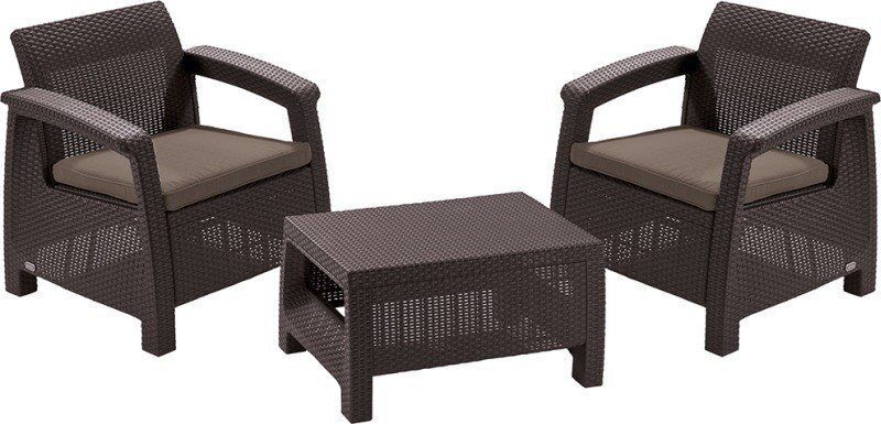 Комплект меблів Keter Corfu weekend 9119 - 2 крісла, стіл, коричневий