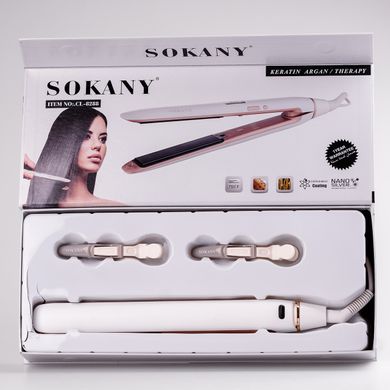 Випрямляч для волосся керамічний до 230 градусів, стайлер для вирівнювання волосся з дисплеєм Sokany CL-8288 Білий