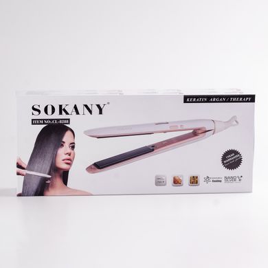 Випрямляч для волосся керамічний до 230 градусів, стайлер для вирівнювання волосся з дисплеєм Sokany CL-8288 Білий
