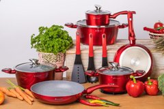 Набор посуды с кухонными аксессуарами Edenberg EB-5621 Red Metallic - 15 пр