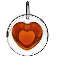 Набір скляних чашок із подвійними стінками (серце) Con Brio СВ-8908-2 - 2шт, 80мл