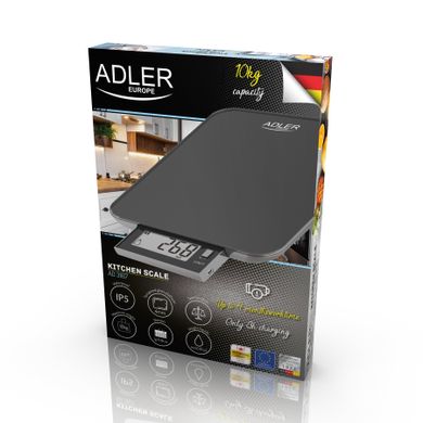 Ваги кухонні Adler AD 3167 USB - до 10 кг, чорні